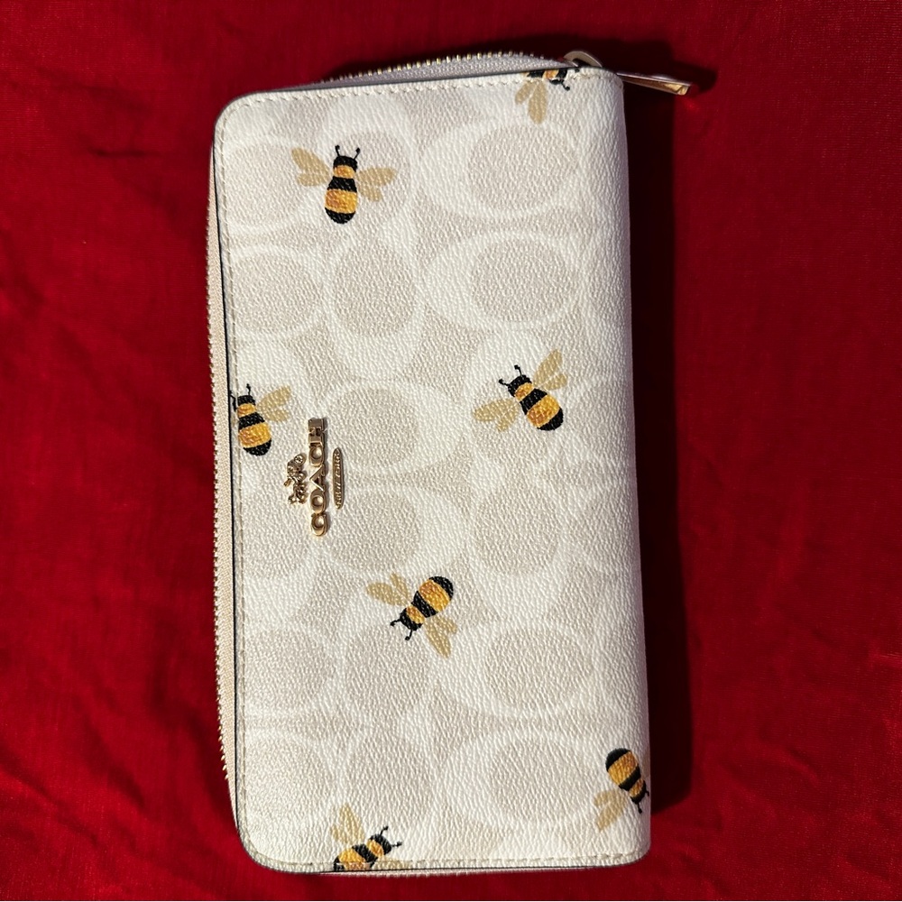 Coach Cream Wallet with Bee Design